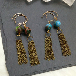 Jasper Tassel Earrings - Round