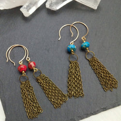 Jasper Tassel Earrings - Rondelle