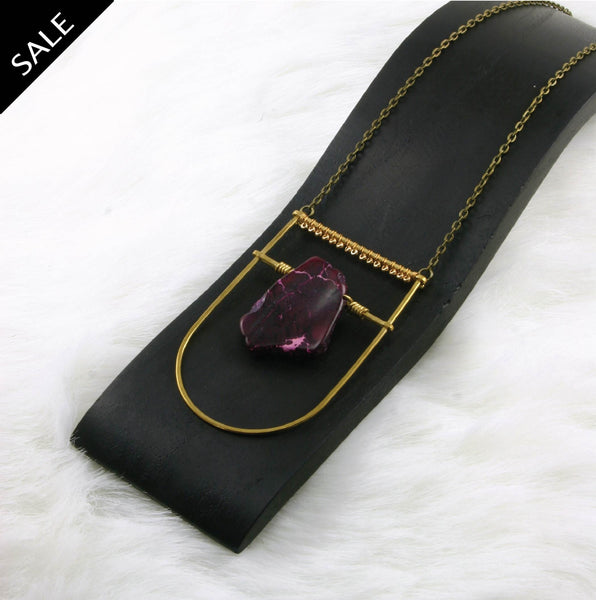 Large Shield Necklace - Purple