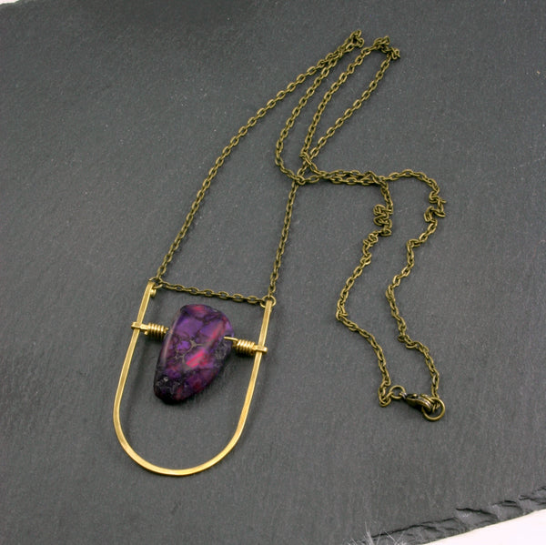 Mini Shield Necklace - Dark Purple