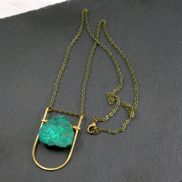 Mini Shield Necklace - Teal
