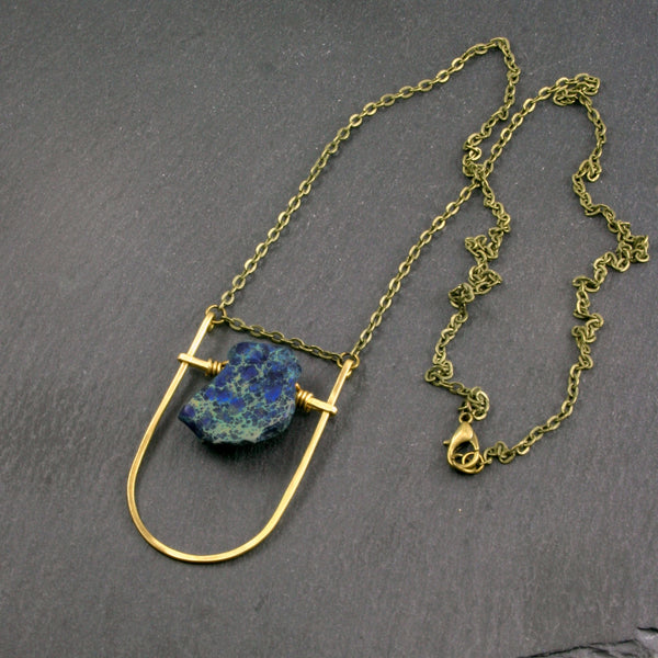 Mini Shield Necklace - Blue
