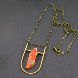Mini Shield Necklace - Coral