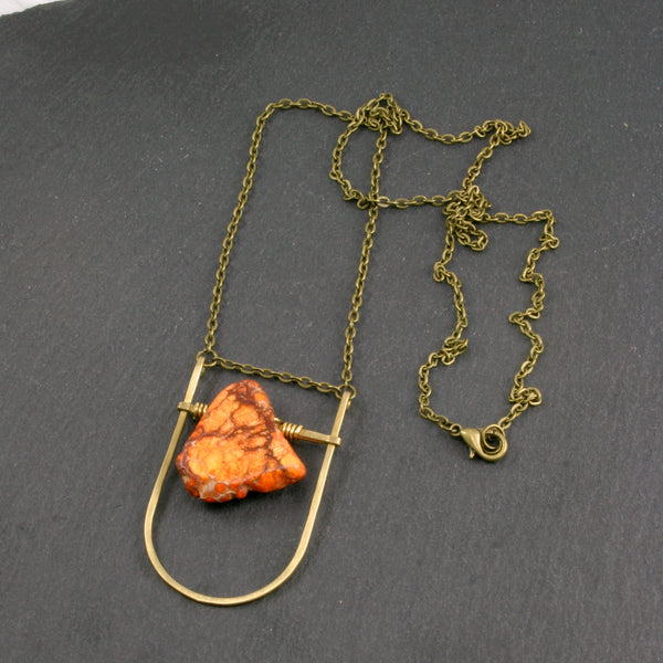 Mini Shield Necklace - Orange