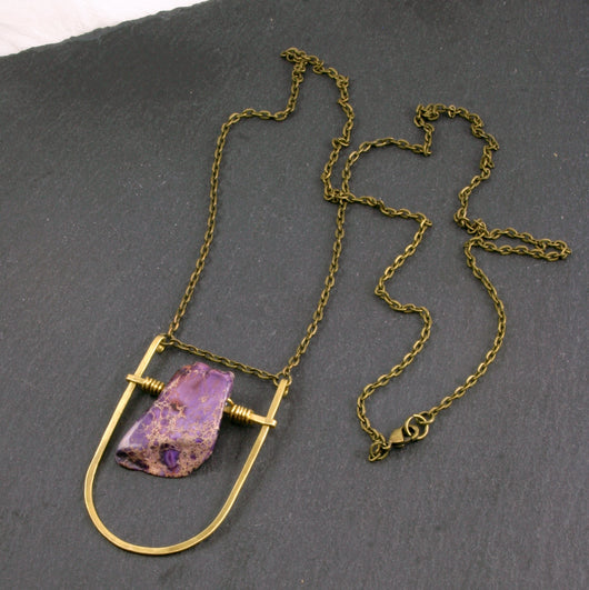 Mini Shield Necklace - Purple