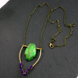 Mini Lapis Lazuli Emblem Necklace - Green