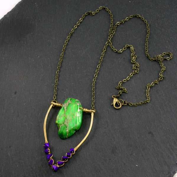 Mini Lapis Lazuli Emblem Necklace - Green