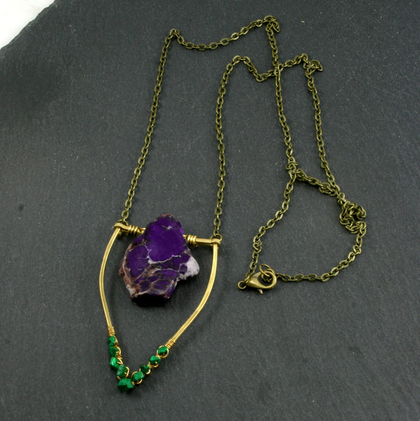 Mini Malachite Emblem Necklace - Indigo