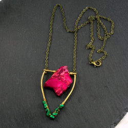 Mini Malachite Emblem Necklace - Pink