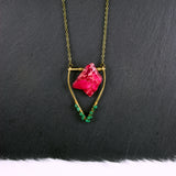 Mini Malachite Emblem Necklace - Pink