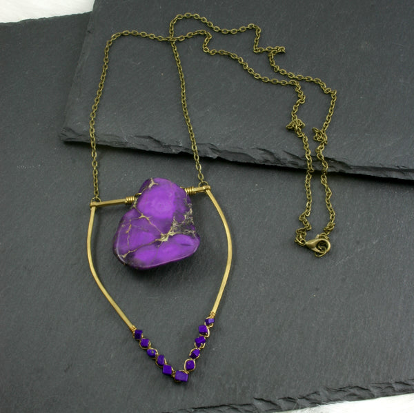 Large Lapis Lazuli Emblem Necklace - Violet