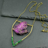 Large Malachite Emblem Necklace - Dark Purple