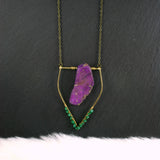 Large Malachite Emblem Necklace - Purple