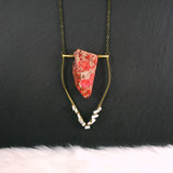 Large Howlite Emblem Necklace - Neon Pink