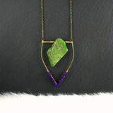 Large Lapis Lazuli Emblem Necklace - Apple Green