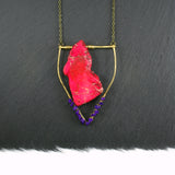 Large Lapis Lazuli Emblem Necklace - Pink