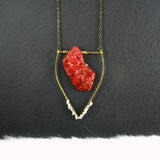 Large Howlite Emblem Necklace - Red