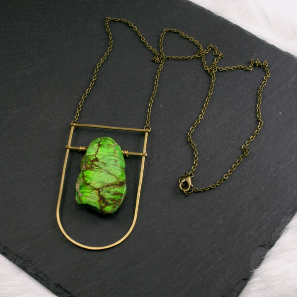 Large Shield Necklace - Green