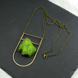 Large Shield Necklace - Neon Green