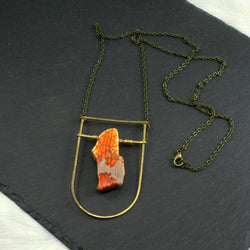 Large Shield Necklace - Orange