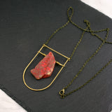 Large Shield Necklace - Light Red