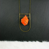 Large Shield Necklace - Neon Orange