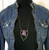 Large Malachite Emblem Necklace - Dark Purple