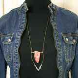 Large Howlite Emblem Necklace - Neon Pink