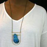 Large Shield Necklace - Neon Orange