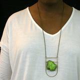 Large Shield Necklace - Neon Pink