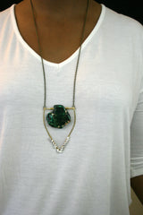 Large Howlite Emblem Necklace - Jade