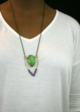 Mini Lapis Lazuli Emblem Necklace - Green