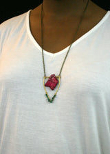 Mini Malachite Emblem Necklace - Pink