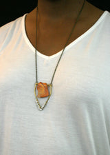 Mini Howlite Emblem Necklace - Orange