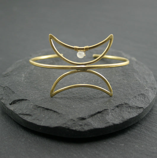 Twin Moon Cuff - Moonstone