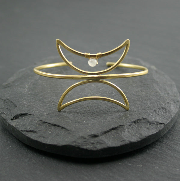 Twin Moon Cuff - Moonstone